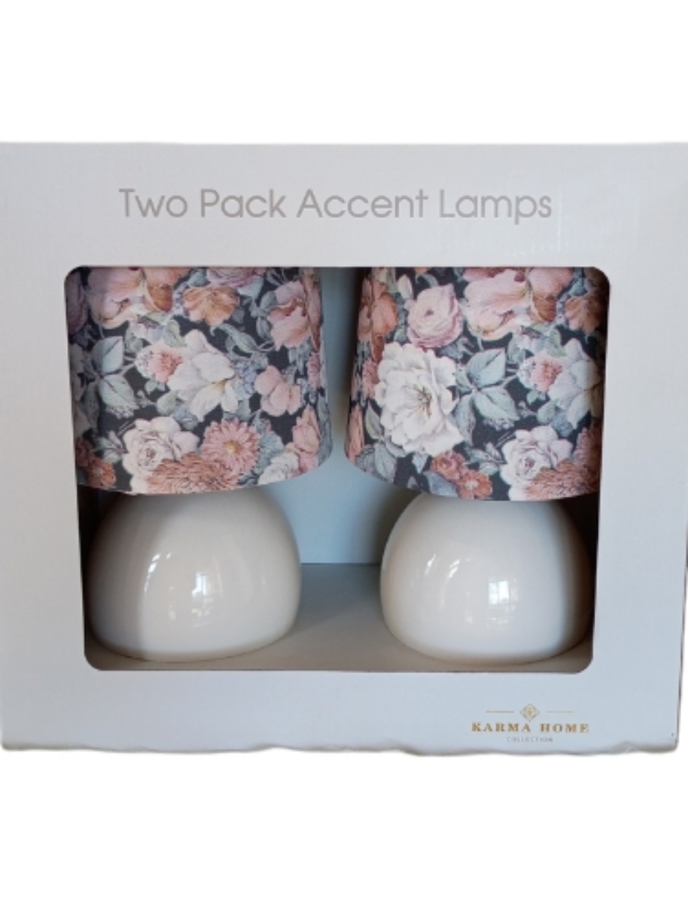 Karma Home Collection Set of 2 Ceramic White Base Accent Lamps